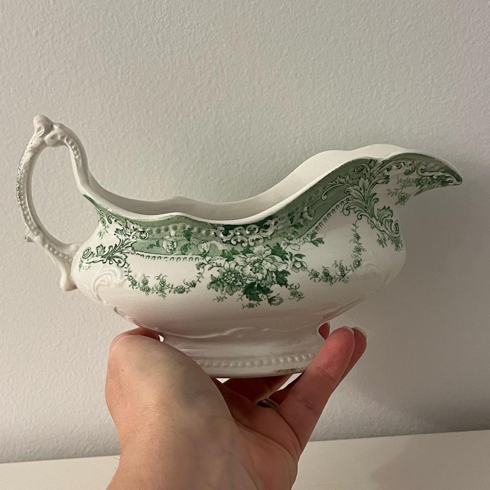 Vintage Johnson Brothers The Florentine Green Pattern  Gravy Boat England - Picture 10 of 15